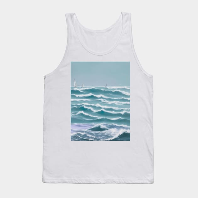 Seascape Serenity Abstract Coastal Beauty Tank Top by ArtisticBox